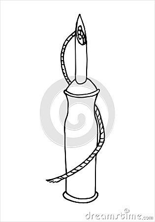 Simple line drawing. punch needle. carpet embroidery tool. hobby, handicraft, handicraft Cartoon Illustration